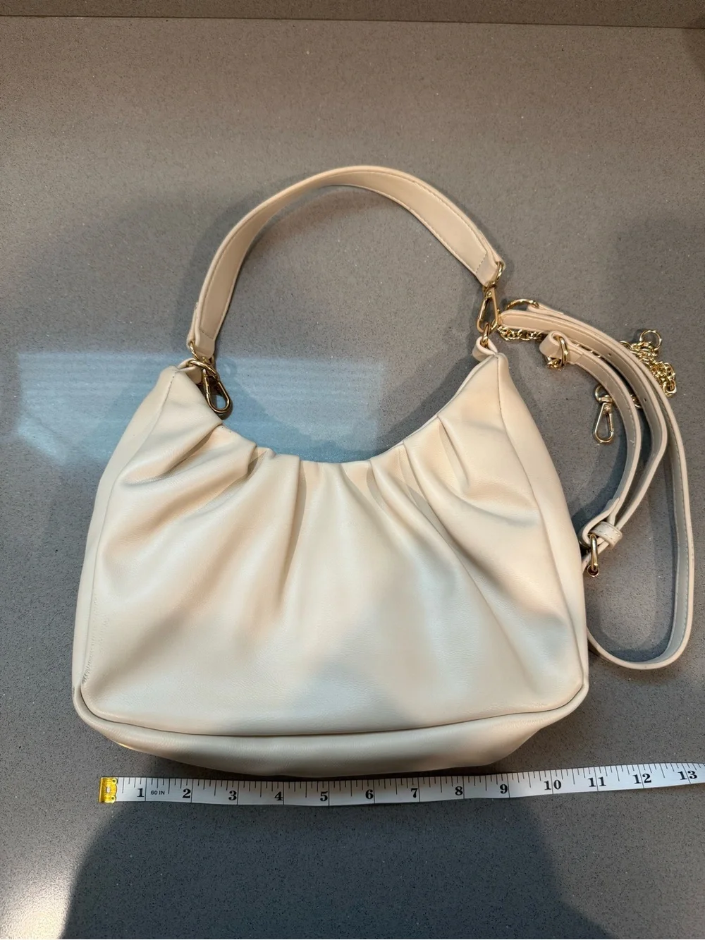 Cream Shoulder Bag with Detachable Strap